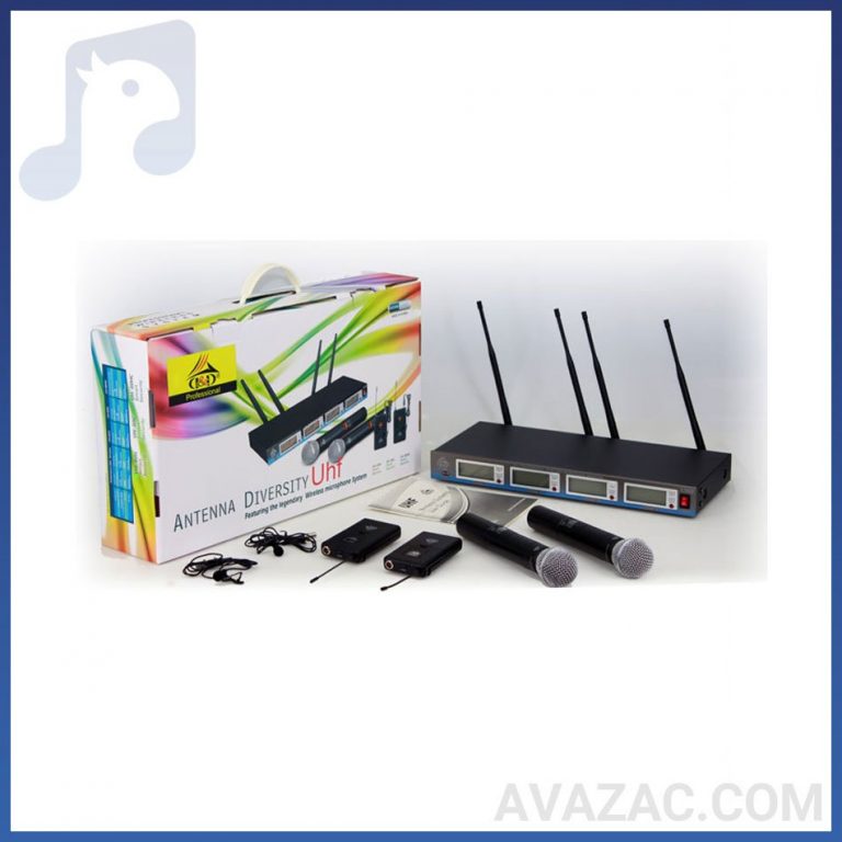 میکروفون بیسیم چهار کانال دستی یقه ای D&D مدل UH80HC-فروشگاه آوازک