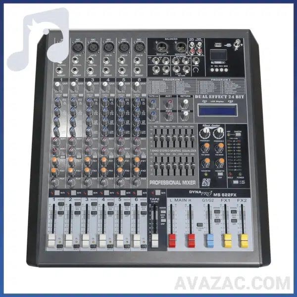 میکسر ۶ کانال دبل DYNAPRO مدل MS622 FX