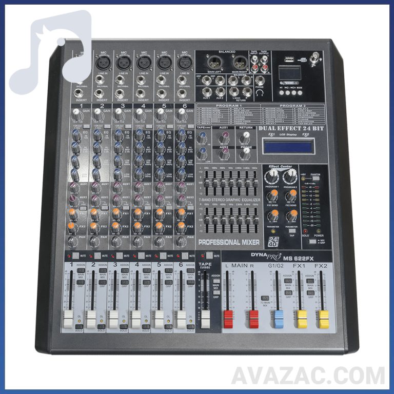 میکسر ۶ کانال دبل DYNAPRO مدل MS622 FX