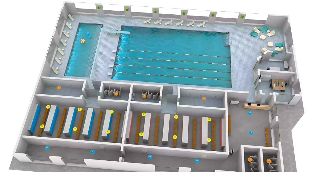 پلان سیستم صوتی استخر و سونا و پارک آبی